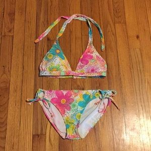 Bright pink & aqua roxy bikini